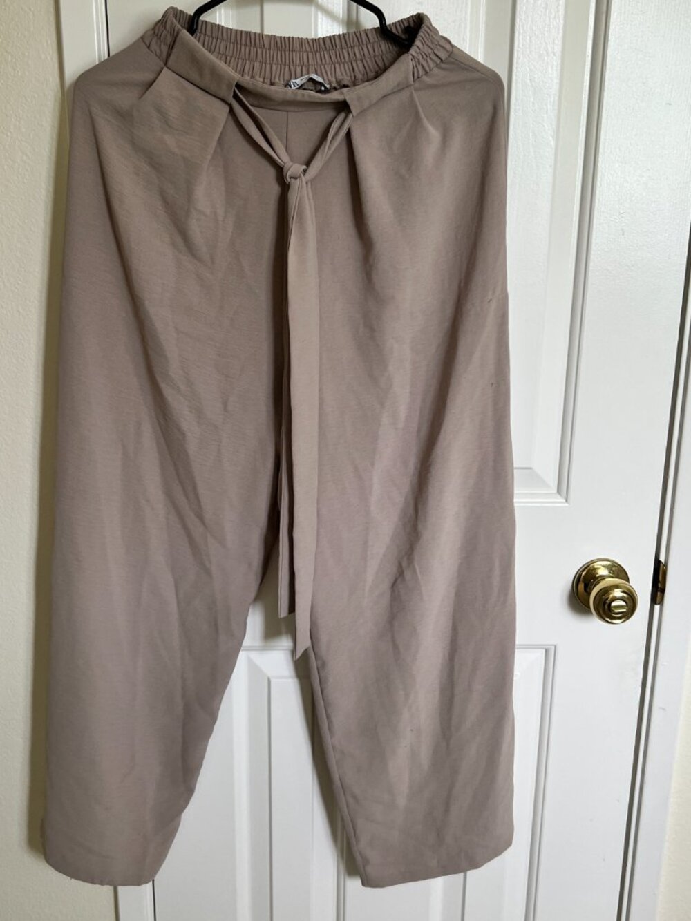 ZARA Women Wide Leg Belted Pants 0264/115, Tan, Size S